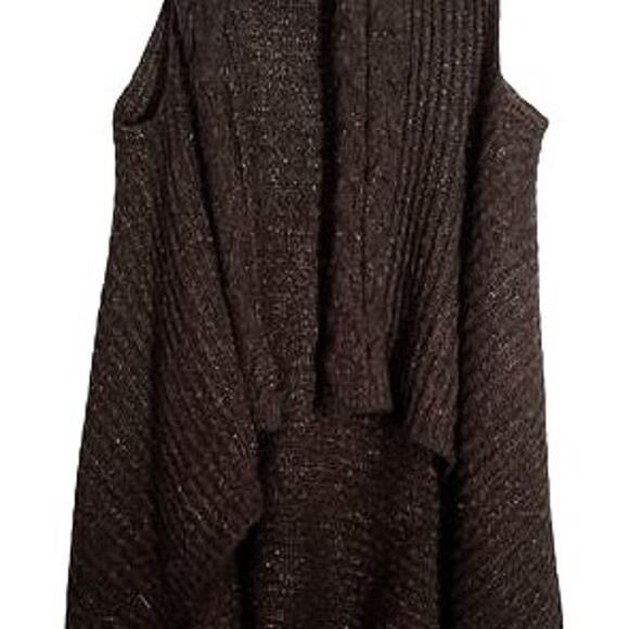 Vertigo Paris Shawl Womens Size M Brown Wool Open Cardigan Sleeveless Wrap Sweat - Picture 3 of 6